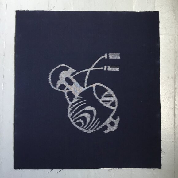 Vintage Indigo Dyed Picture Kasuri Japanese Textile Art Fragment - Picture 1 of 5